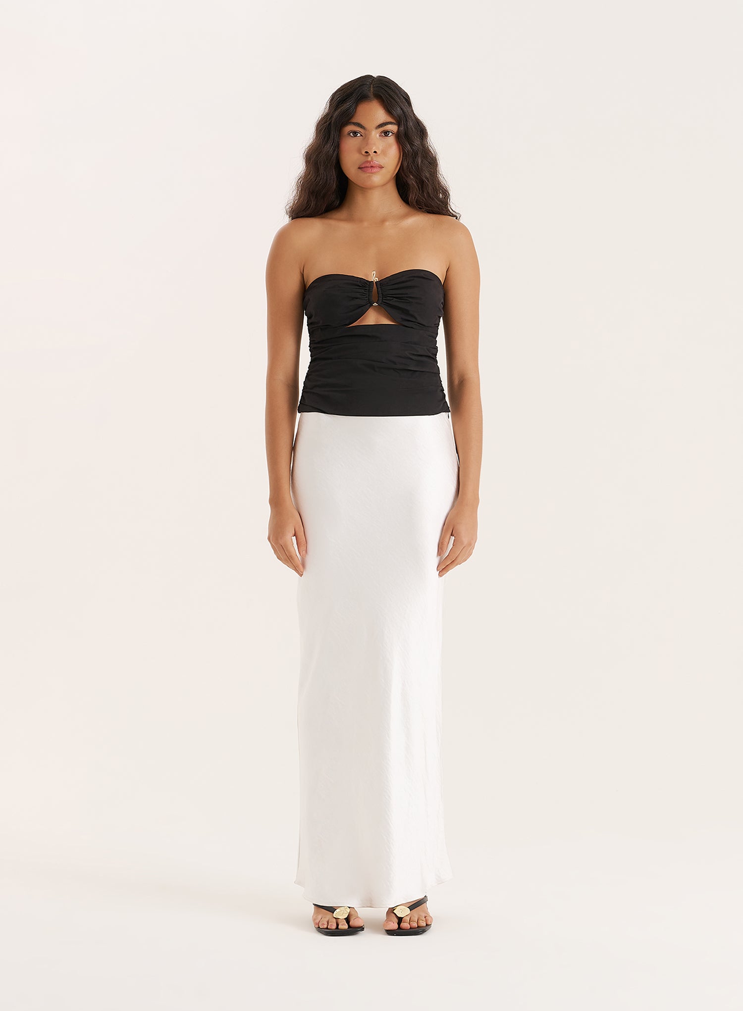 Black Cut Out Gold Hardware Bandeau Top